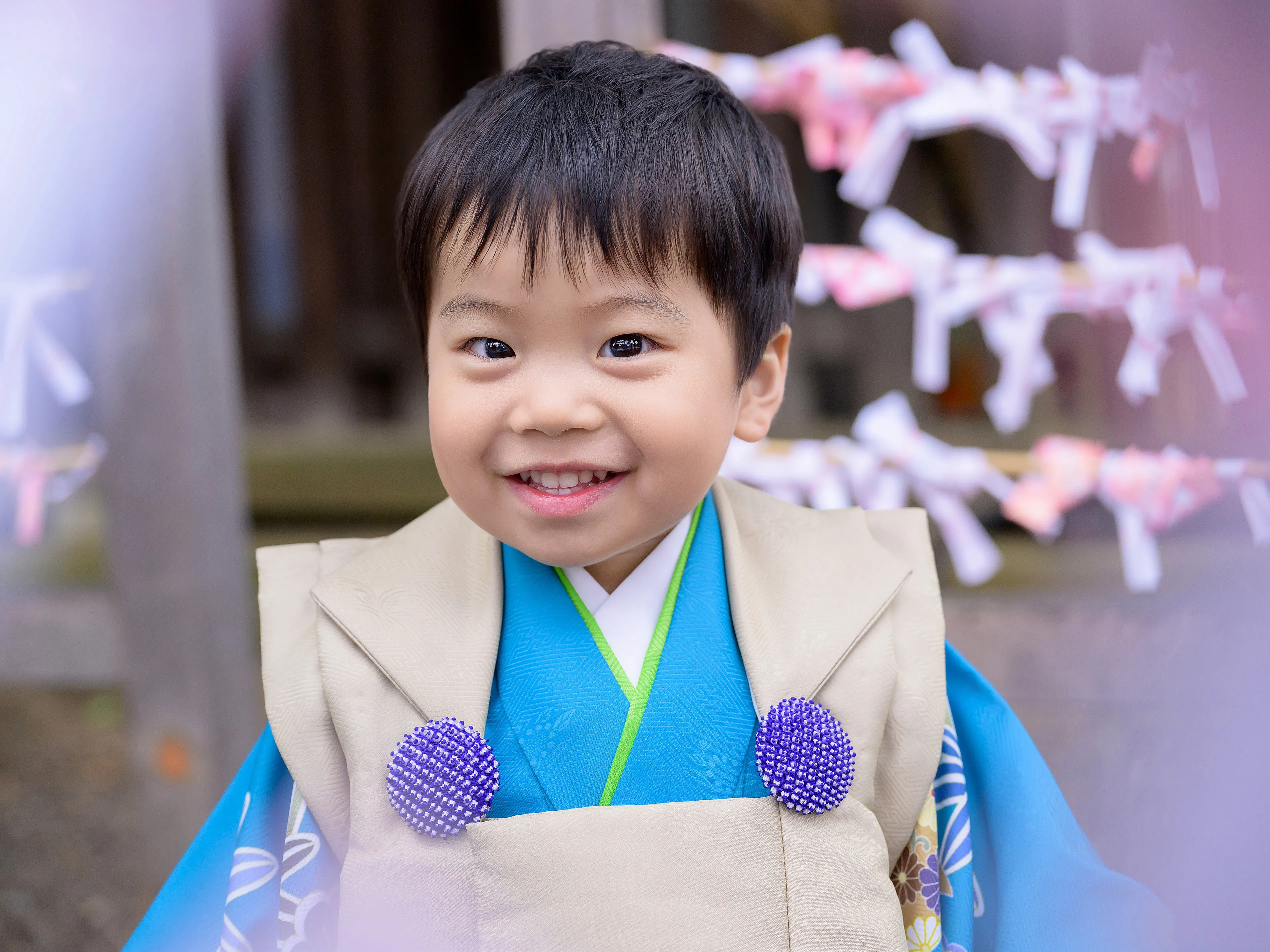 3歳男児の七五三被布姿・神社出張撮影実例（スタジオ・フォトアルチザン撮影）