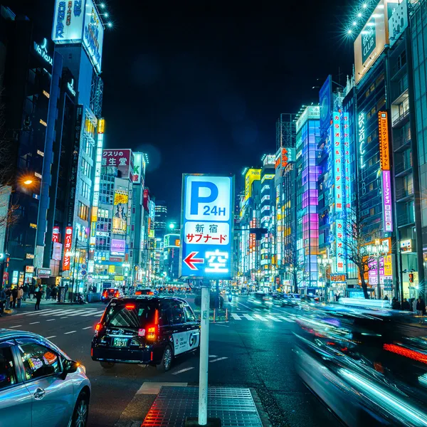 Yasukuni-dori Traffic and Neon Cityscape Shinjuku